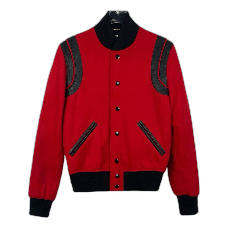 Saint Laurent Red Black Baseball Jacket