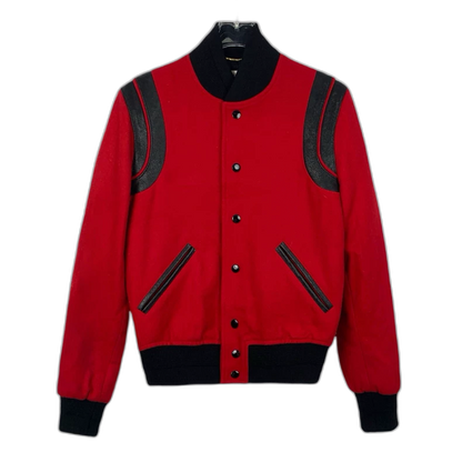 Saint Laurent Red Black Baseball Jacket