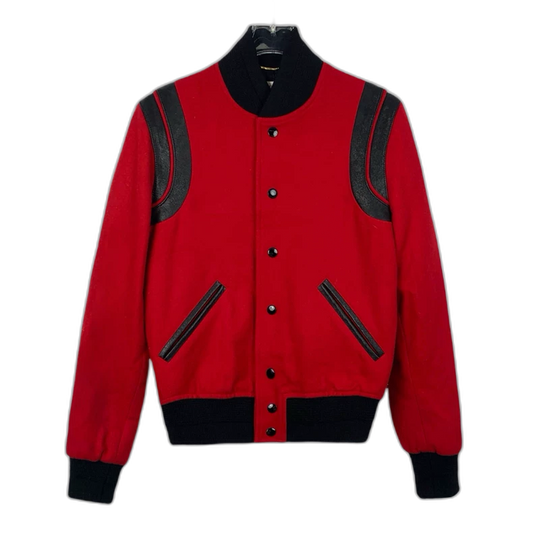 Saint Laurent Red Black Baseball Jacket
