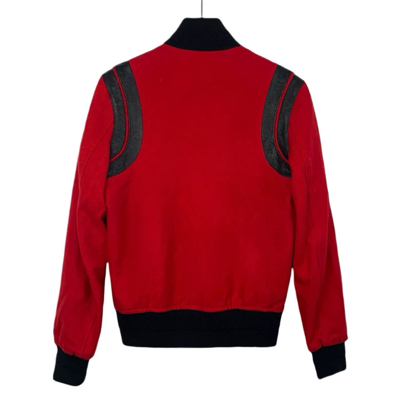 Saint Laurent Red Black Baseball Jacket