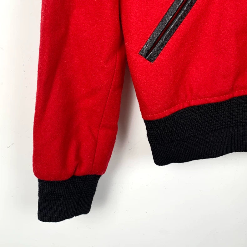 Saint Laurent Red Black Baseball Jacket