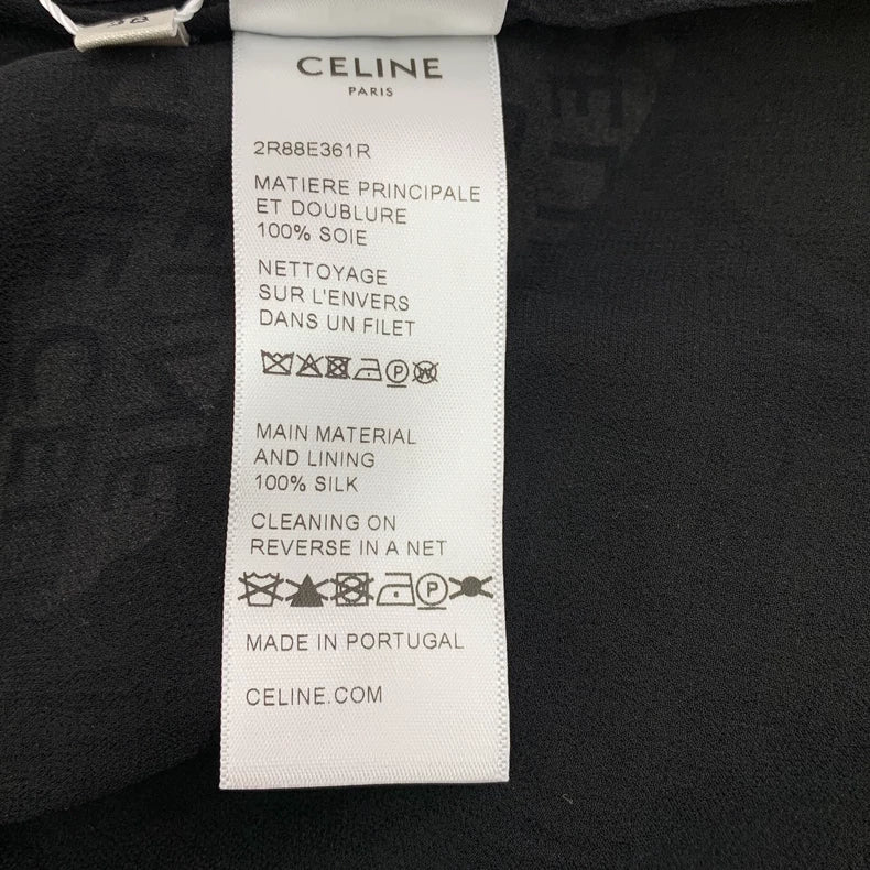 Celine Camo Logo Silk Short-Sleeve Dress-yf