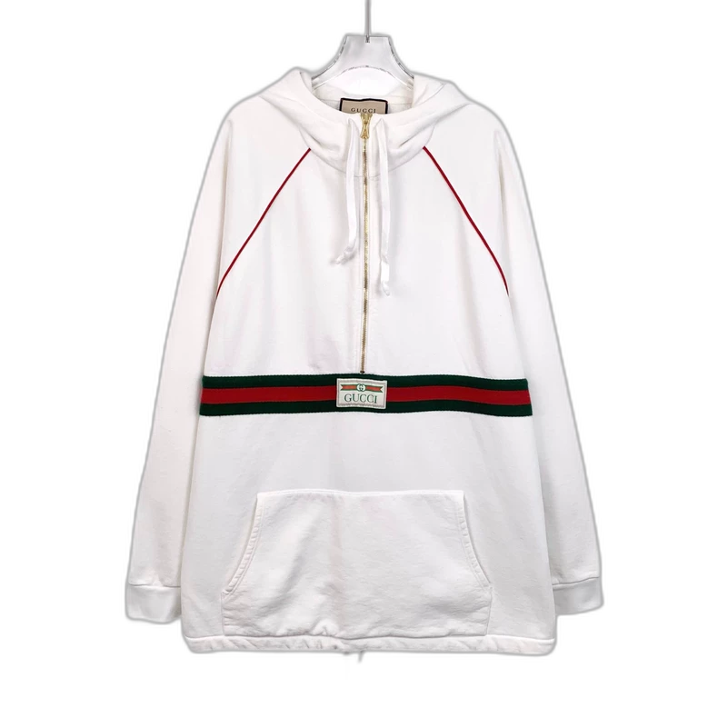 Gucci White Hooded Sweatshirt with Drawstring