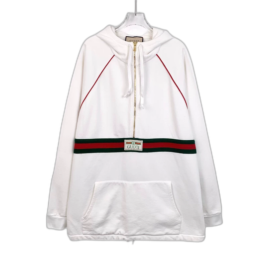 Gucci White Hooded Sweatshirt with Drawstring