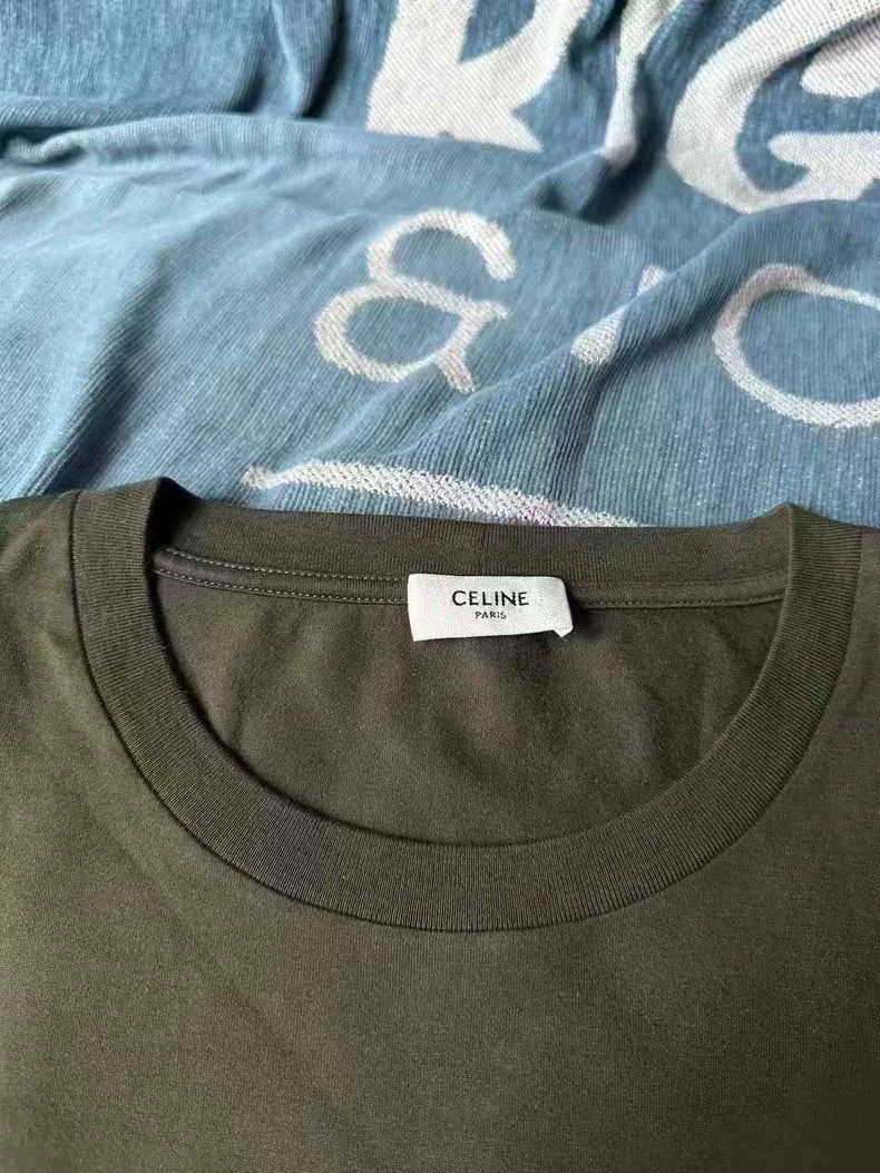 Celine Green Short Sleeve Cropped Top