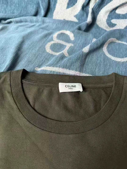 Celine Green Short Sleeve Cropped Top