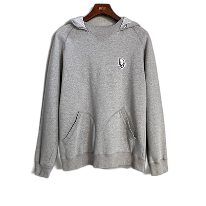 Dior Grey Embroidered Logo Hoodie