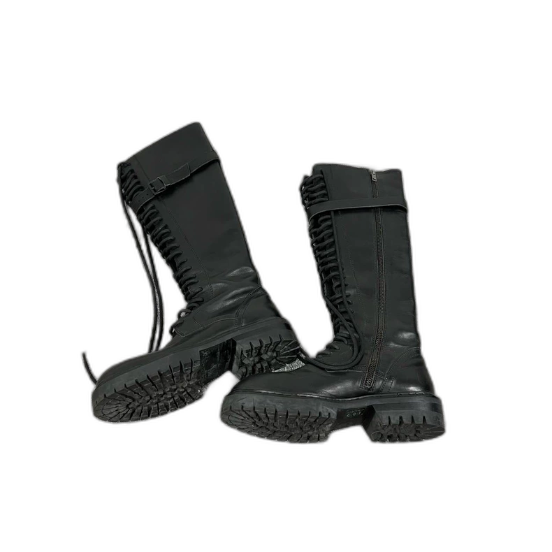 Black High-Top Lace-Up Boots