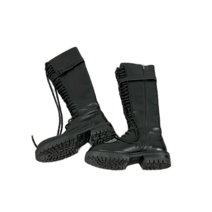 Black High-Top Lace-Up Boots