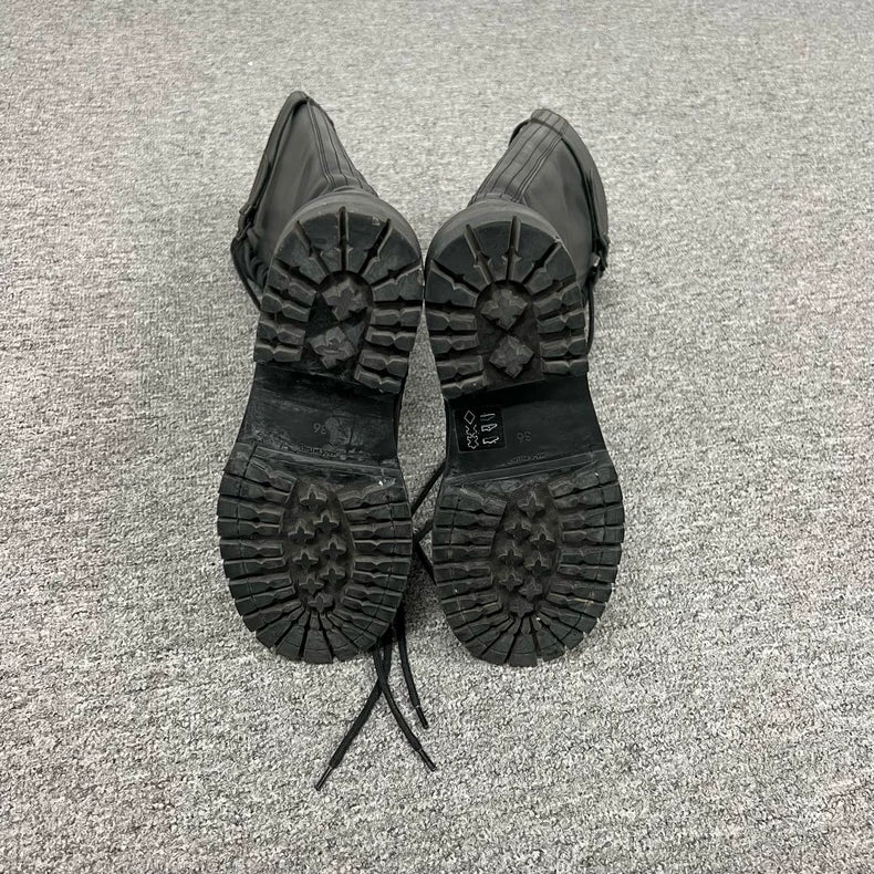 Black High-Top Lace-Up Boots