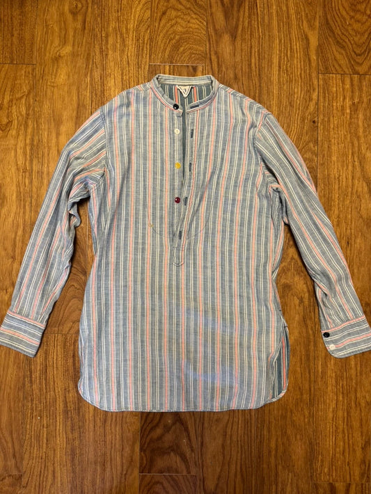 45R Washed Indigo Stripe Henley Shirt-yf
