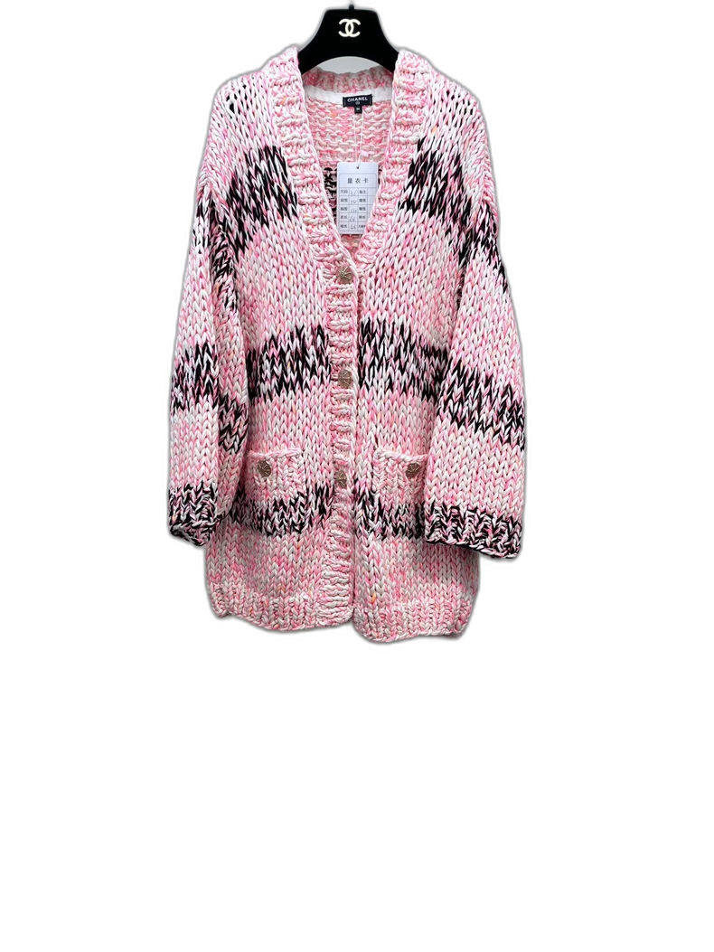 Chanel Pink Boucle Knit Cardigan