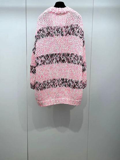 Chanel Pink Boucle Knit Cardigan