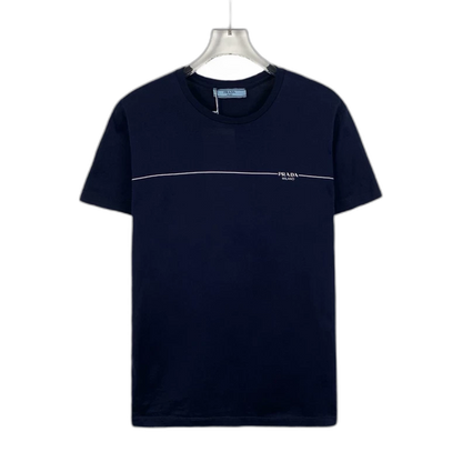 Prada Cotton Logo Tee in Dark Blue