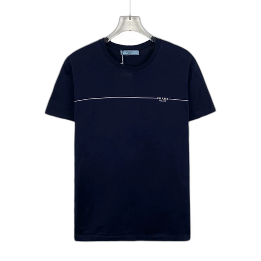Prada Cotton Logo Tee in Dark Blue
