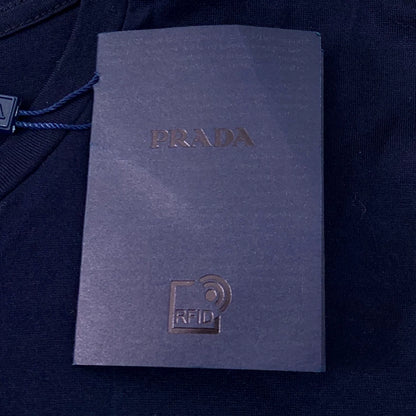 Prada Cotton Logo Tee in Dark Blue