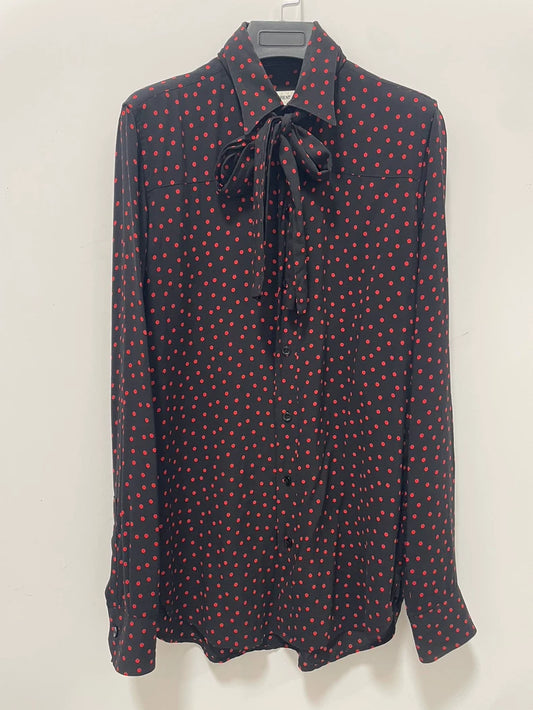 Saint Laurent Polka Dot Tie Blouse
