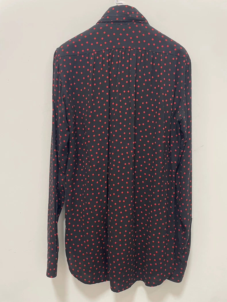 Saint Laurent Polka Dot Tie Blouse