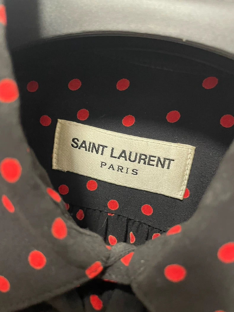 Saint Laurent Polka Dot Tie Blouse