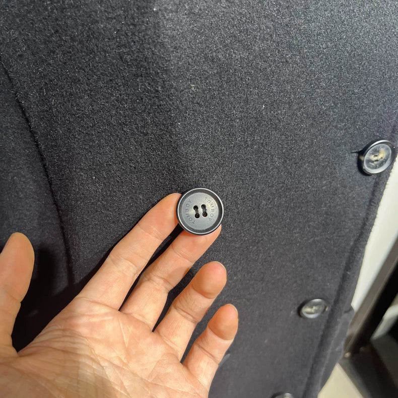 Vintage Black Double-Breasted Wool Coat