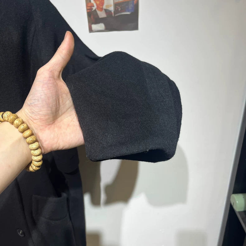 Vintage Black Double-Breasted Wool Coat