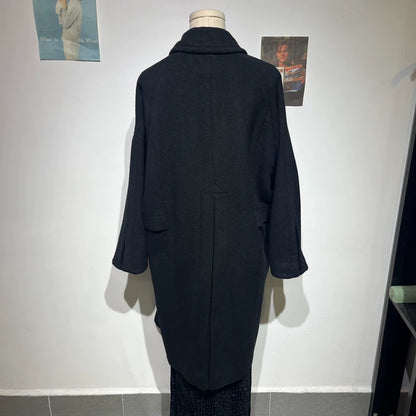 Vintage Black Double-Breasted Wool Coat