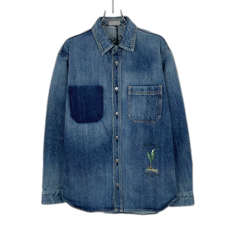 Dior Blue Embroidered Long Sleeve Shirt