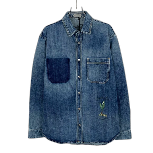 Dior Blue Embroidered Long Sleeve Shirt