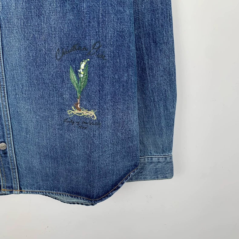 Dior Blue Embroidered Long Sleeve Shirt