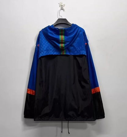 Gucci Blue Black Logo Zip Up Jacket