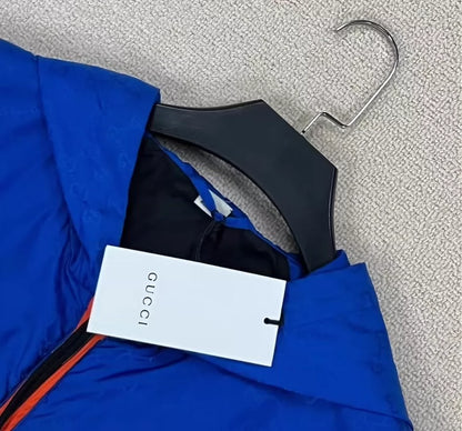 Gucci Blue Black Logo Zip Up Jacket