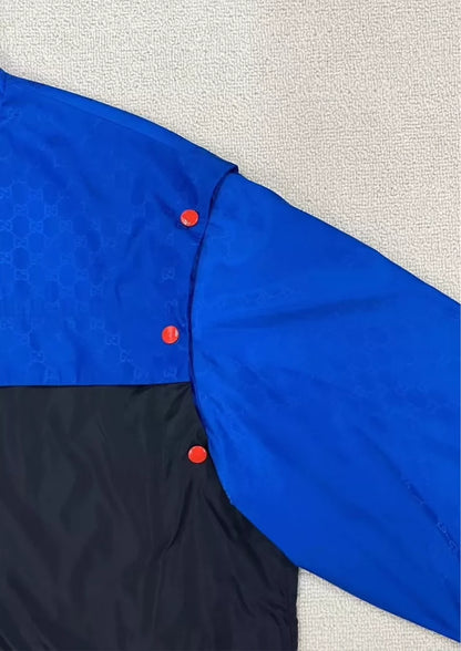 Gucci Blue Black Logo Zip Up Jacket