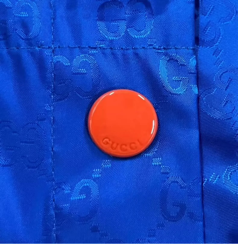 Gucci Blue Black Logo Zip Up Jacket