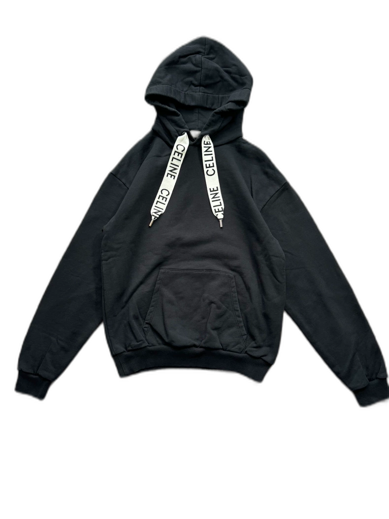 Celine Black Drawstring Logo Hoodie