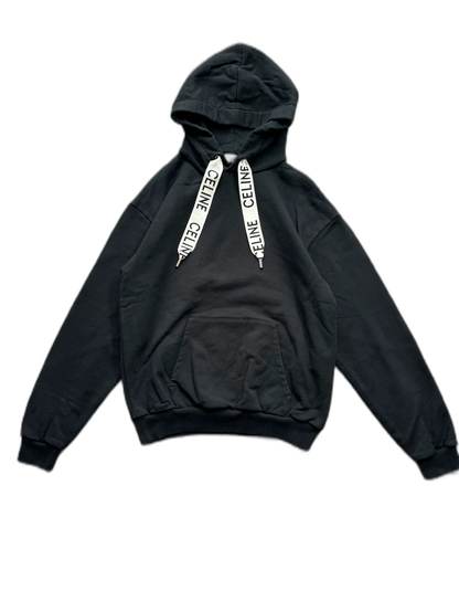 Celine Black Drawstring Logo Hoodie