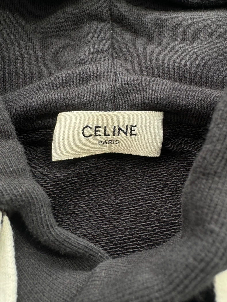 Celine Black Drawstring Logo Hoodie