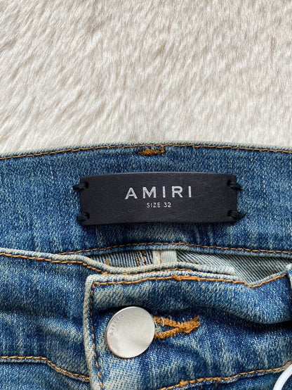 Amiri Blue Leopard Print Denim Pants