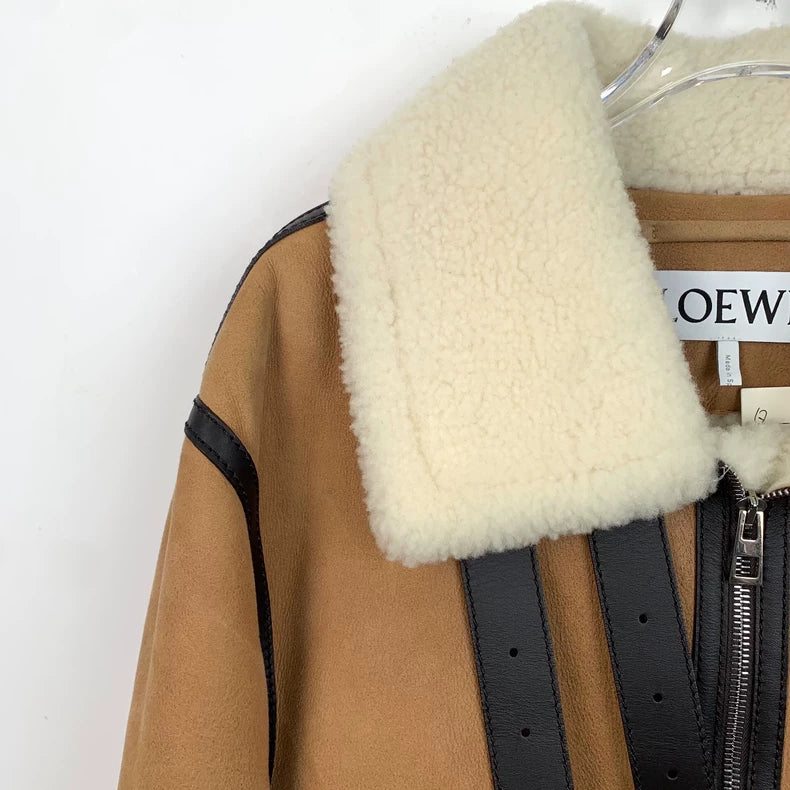 Loewe Brown Leather Zip Jacket