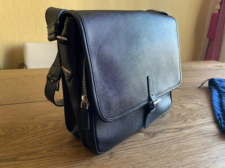 PRADA Crossgrain Leather Shoulder Bag