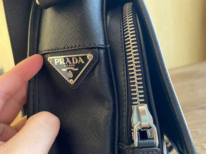 PRADA Crossgrain Leather Shoulder Bag