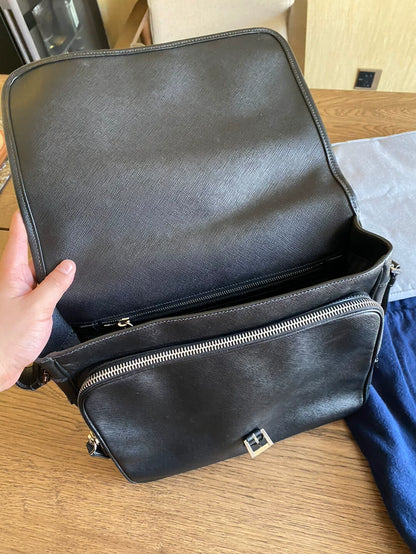 PRADA Crossgrain Leather Shoulder Bag