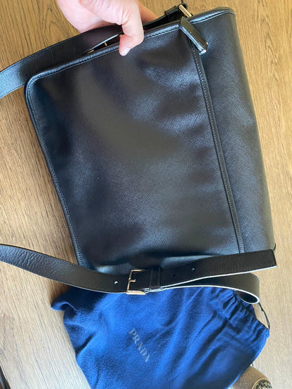 PRADA Crossgrain Leather Shoulder Bag