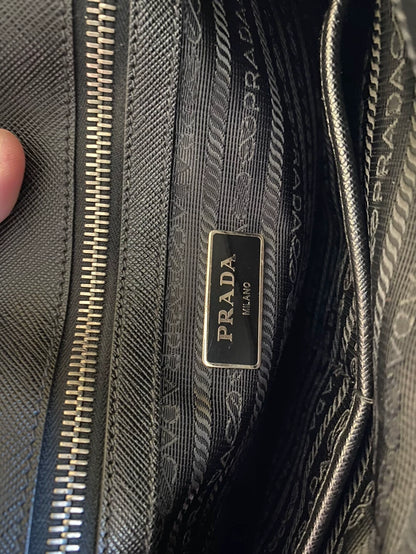 PRADA Crossgrain Leather Shoulder Bag