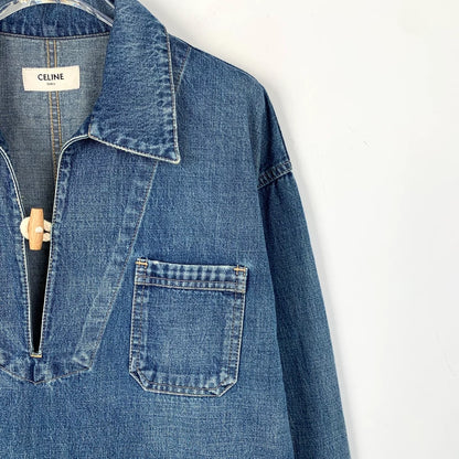 Celine Blue Cotton Horn Button Denim Jacket