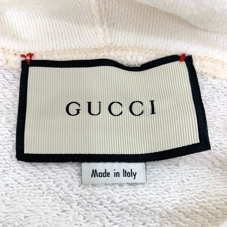 Gucci Beige Logo Cat Hoodie with Drawstrings