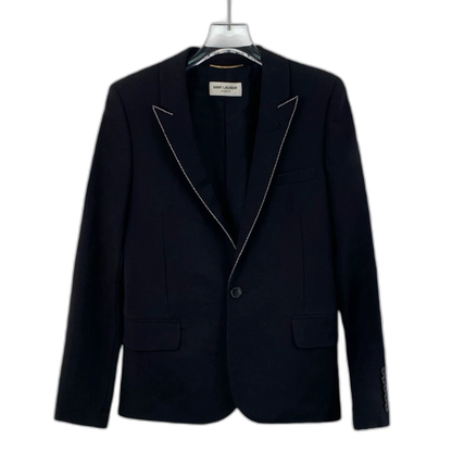 Saint Laurent Black Wool Blazer with Crystal