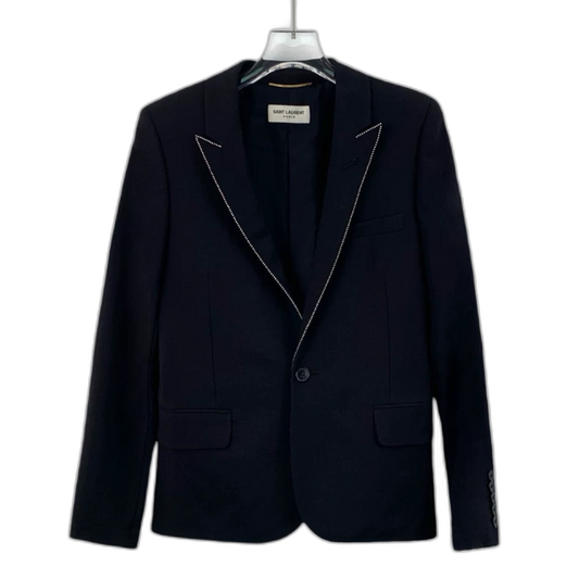 Saint Laurent Black Wool Blazer with Crystal