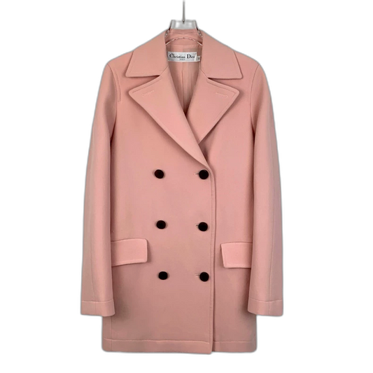 Dior Pink Double-Breasted Wool Coat