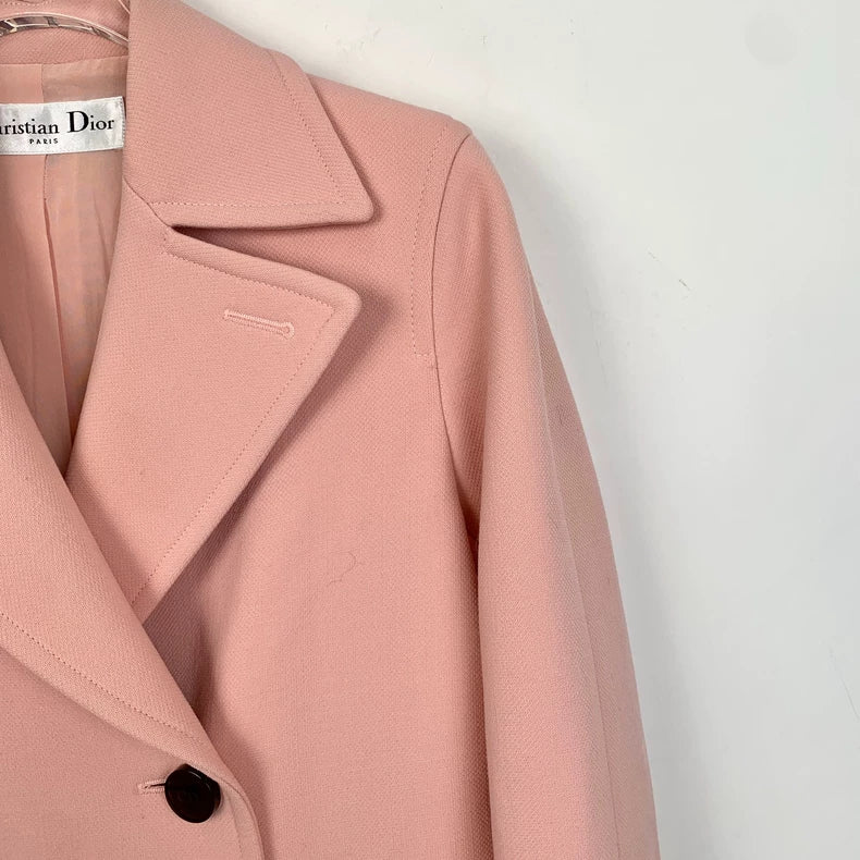 Dior Pink Double-Breasted Wool Coat