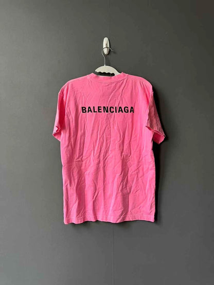 Balenciaga Pink Distressed Short Sleeve Tee
